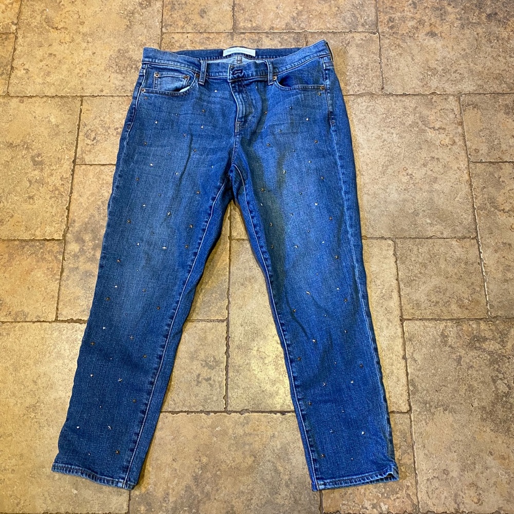 Gap Studded Girlfriend Jeans Size 32, 26” Inseam
